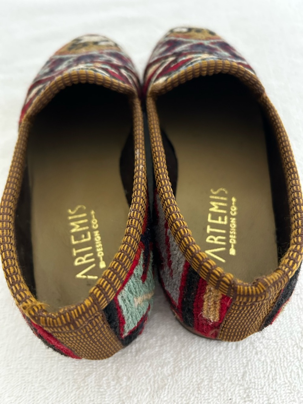 Embroidered Artemis Kilim Loafers in Red, Black & Tan - Picture 5 of 6